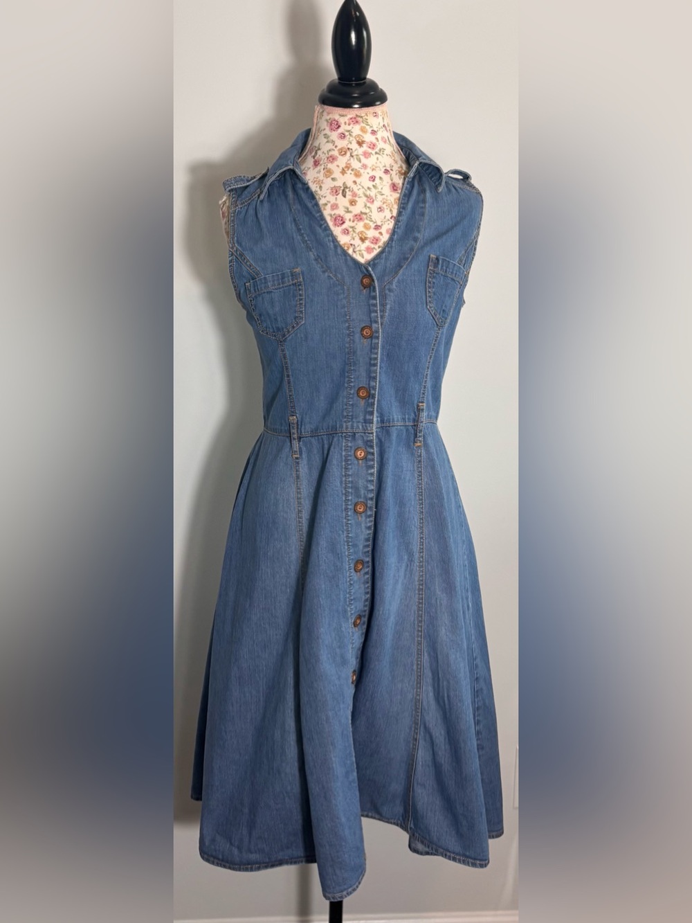 BandolinoBlu Vintage Sleeveless Denim Midi Dress Size 10